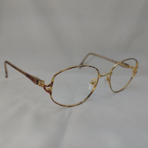 💎 Vintage CLEARVISION Eyeglass Frames Pink Brown Gold Full Metal Rims Plastic - Picture 1 of 12
